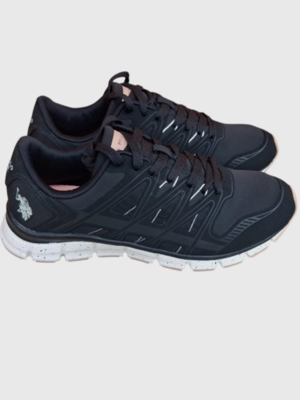 US Polo Assn Shoes Sneakers Womens 7.5W Lennie Casual Low Black Fabric Lace Up